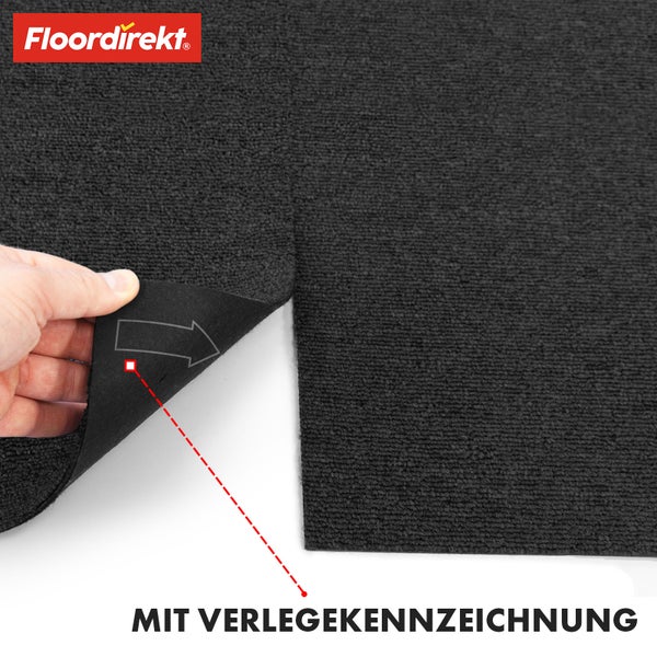 FLOORDIREKT Teppichfliese Moscow - Selbstliegend - 50 x 50 cm - Anthrazit