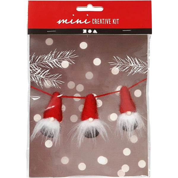 Creativ Company DIY Sets Nadelfilzen Mini Kreativ Set, Weihnachtswichtel an einem Seil, H 6 cm, Kreativ Box