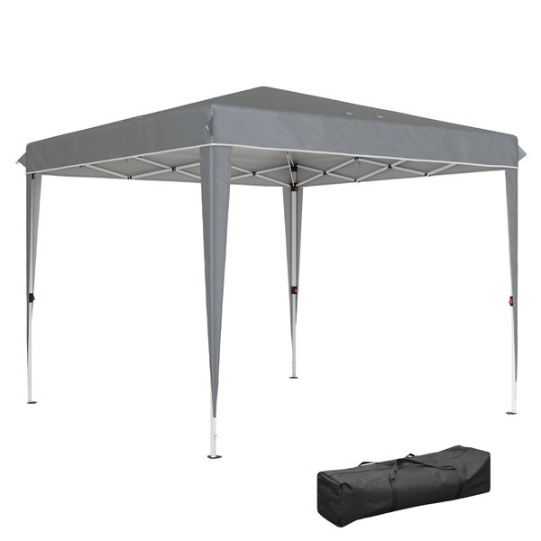 Outsunny Pavillon 3x3m, wasserabweisend Stabil Winterfest Pop-up Faltpavillon, UV Schutz 50+, Faltbar Partyzelt Gartenzelt mit Tasche, Gartenpavillon für Camping Garten, Hellgrau