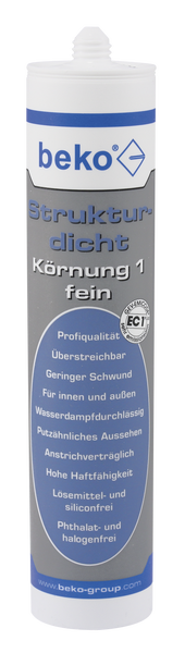 Beko Struktur Dicht Acryl weiß 310 ml strukturiert, Körnung 1 fein - 1 Tube