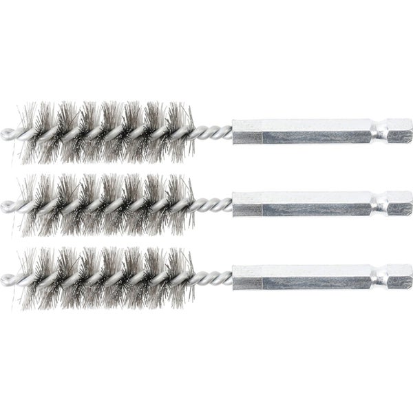 BGS Stahlbürste 15 mm Antrieb Außensechskant 6,3 mm (1/4) 3tlg. - 3078-15-S