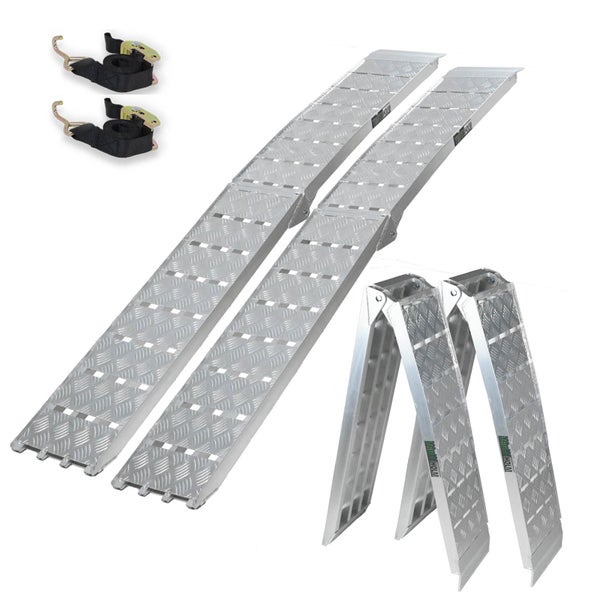 TRUTZHOLM 2 x Auffahrrampe klappbar 226 cm Traglast 1360 kg Alu grau Motorradrampen Verladerampen