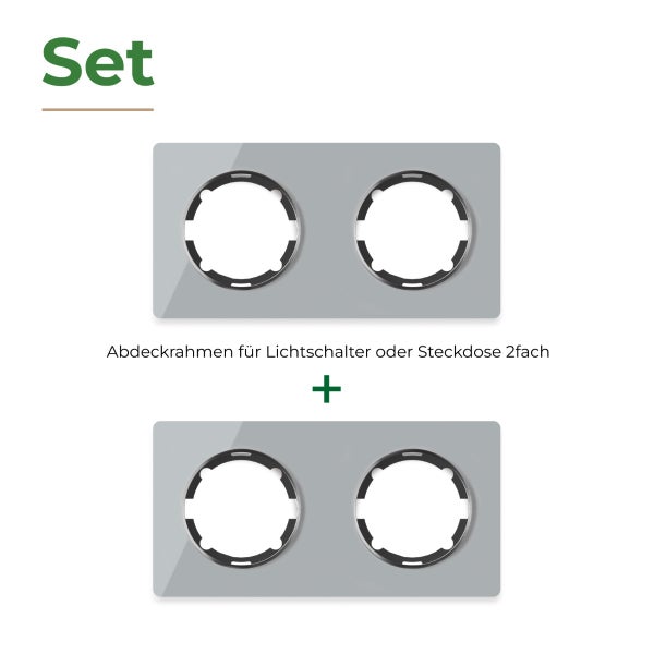 Set mit zwei Abdeckrahmen für Lichtschalter oder Steckdosen zweifach