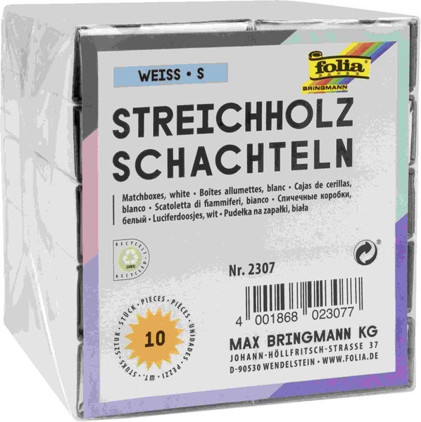 Folia  Streichholzboxen WEISS, size S, 10 Stück