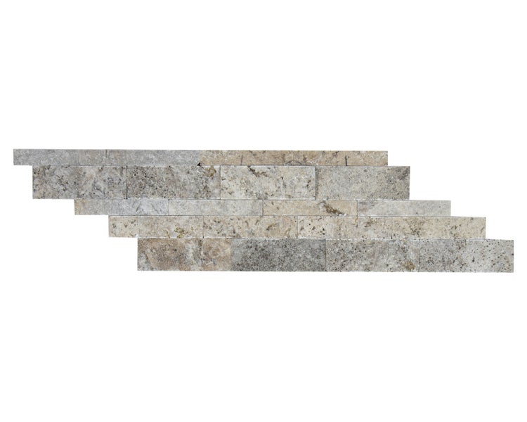 Wohnrausch Wandverblender Naturstein Travertin Paneele SILVER, grau