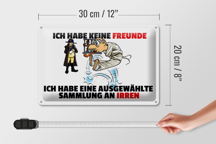 Blechschild Spruch 30x20cm keine Freunde Sammlung an Irren