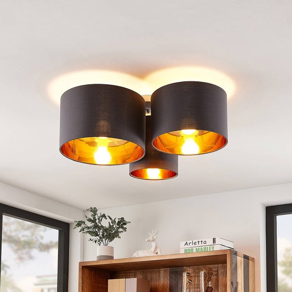 Lindby Deckenlampe Laurenz (Modern) in Alu aus Textil (3 flammig, E27) - Deckenleuchte Lampe Wohnzimmerleuchte