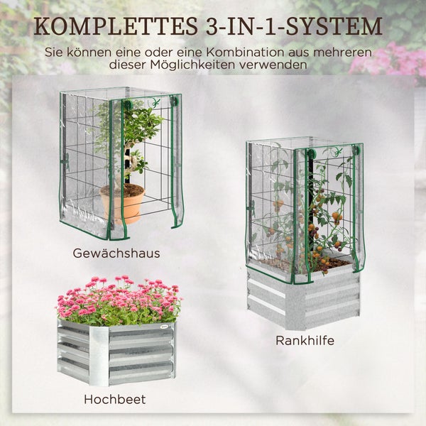 Outsunny Hochbeet, 53L x 53B x 90H cm, Verzinkter Stahl, mehrfarbig