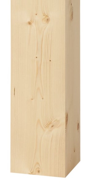 Massiver Holzbalken aus Nadelholz mit natürlicher Holzmaserung und Astlöchern.