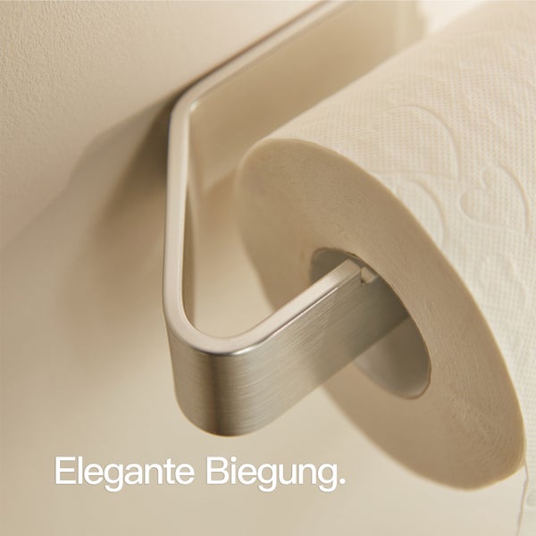 Designfabrik Hamburg Toilettenpapierhalter ohne Bohren Silber Gebürstet 17cm