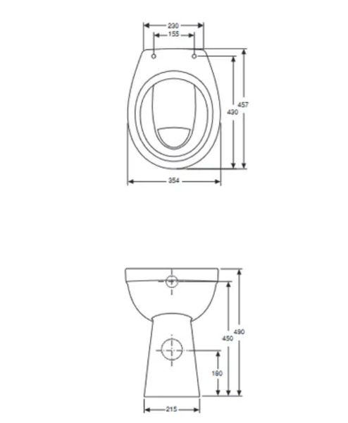 Senioren und Behindertengerechtes Stand Wc Erhöht Stand Flachspül WC +10cm Abgang waagerecht weiß