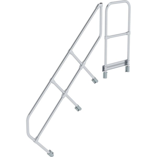 Geländerset aus Aluminium für Treppen und Podeste, silberfarben.