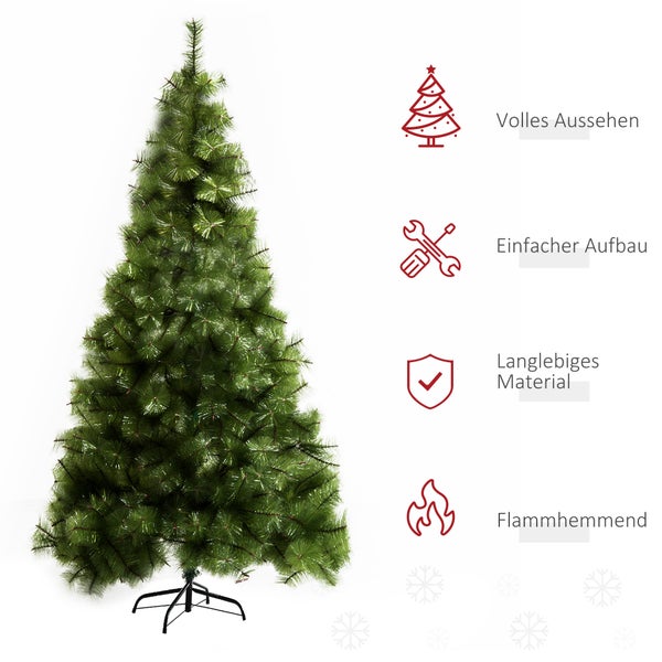 HOMCOM Künstlicher Weihnachtsbaum, Ø90 x 210 cm, Metall, Grün
