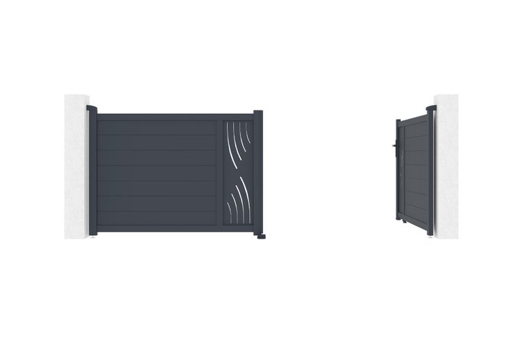 Flügeltor 3,5 m VELETA H.120 graues Aluminium