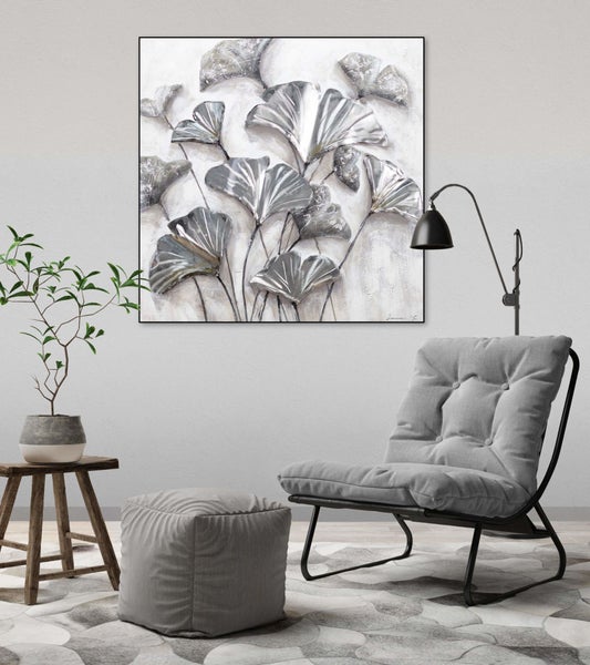Handgemaltes Gemälde Acrylfarbe 80x80cm Grau