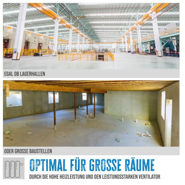 Große Räume: Lagerhalle und Baustelle als Anwendungsbeispiele.