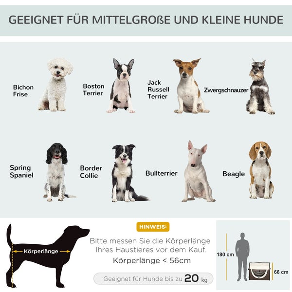 PawHut Tragebox, 81L x 56B x 66H cm, Oxfordstoff mit PVC-Beschichtung, Stahl, Kaffee