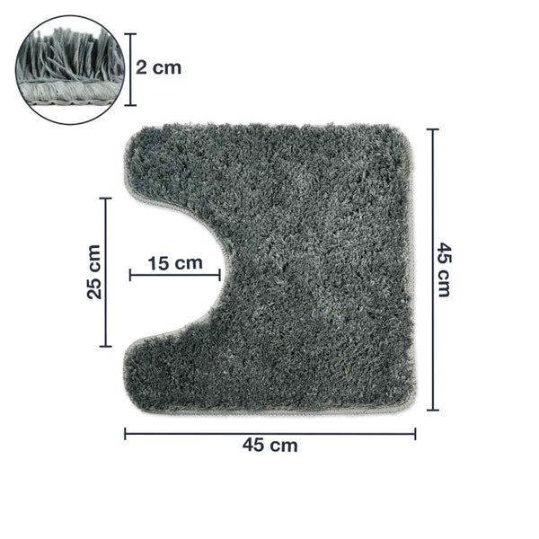 Graue WC-Vorlegematte mit Maßen