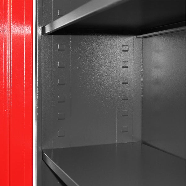 PROREGAL Stahlschrank Owl mit 4 Fachboden HxBxT 192 x 110 x 38 cm Anthrazitgrau Rot