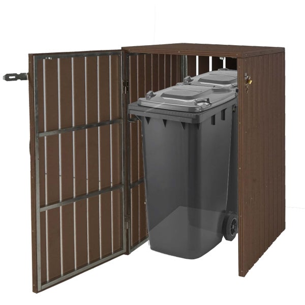 Mülltonnenbox mit zwei Mülltonnen