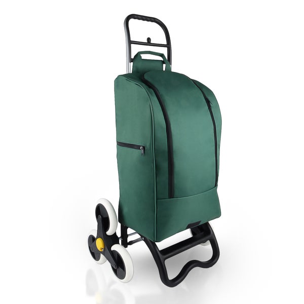 BigDean Einkaufstrolley mit Treppensteiger-Funktion, Kühlfach & 6 großen Rädern - 40L faltbar grün - Einkaufswagen Einkaufsroller Kühltasche Einkaufstasche Treppensteiger