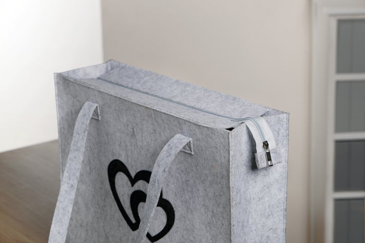 FRANK FLECHTWAREN | Filztasche Herzduo, FILZ, 39 x 32 x12 cm