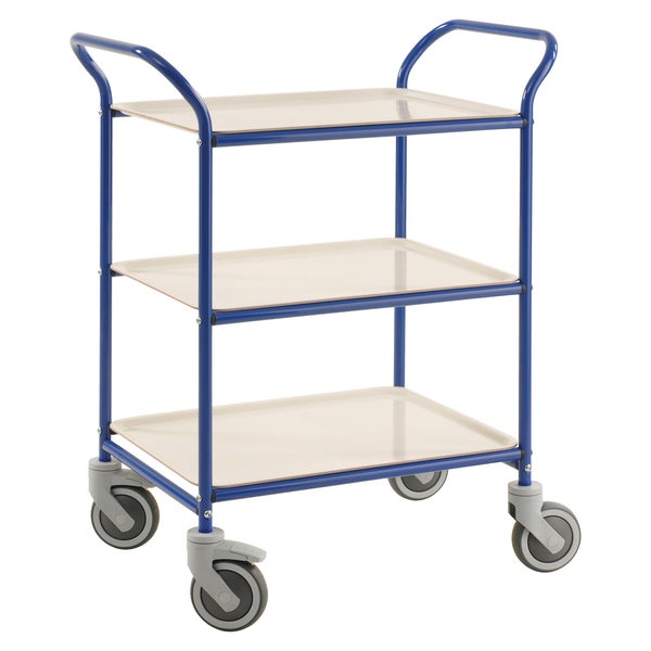 Servierwagen mit drei Ablageflächen und Rollen
