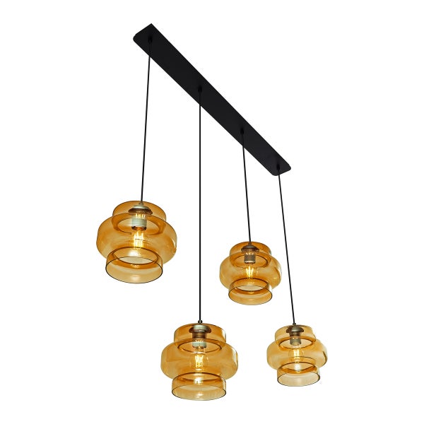 Hängeleuchte mit vier Glaslampenschirmen