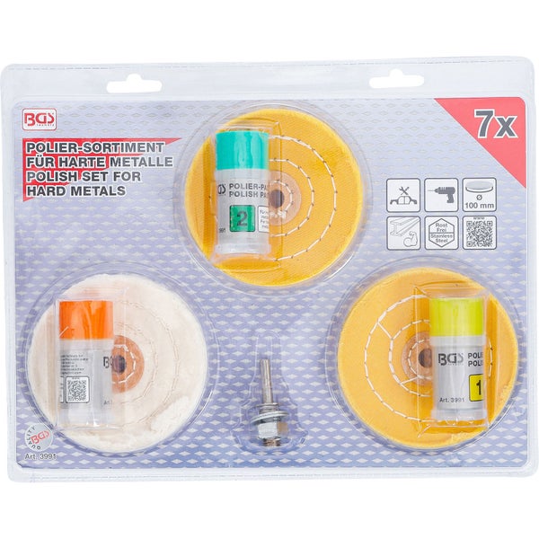 BGS Polier-Sortiment für harte Metalle 7tlg. - 3991