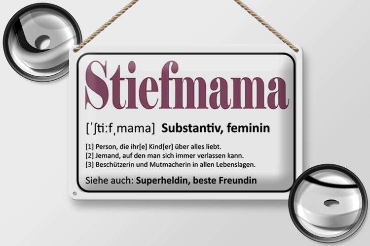 Blechschild Spruch 30x20cm Stiefmama Superheldin Freundin