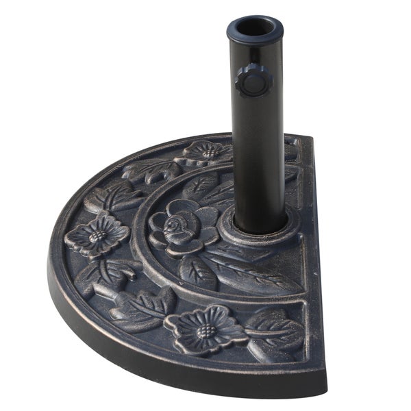 Outsunny Sonnenschirmständer aus Edelstahl Schirmständer mit Griffe, halbrund Schirmhalter, Schirmgewichtfür Sonnenschirm Ø3,8-Ø4,8 cm, für Balkon, Terasse, Garten, Bronze