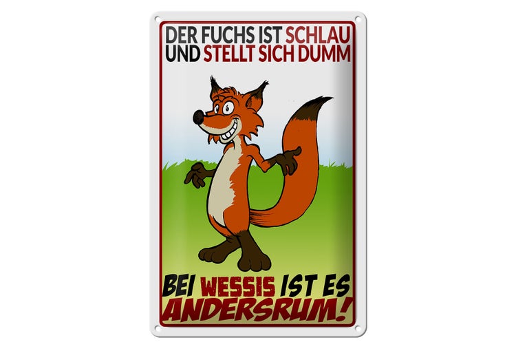 Blechschild Spruch 20x30cm der Fuchs ist schlau