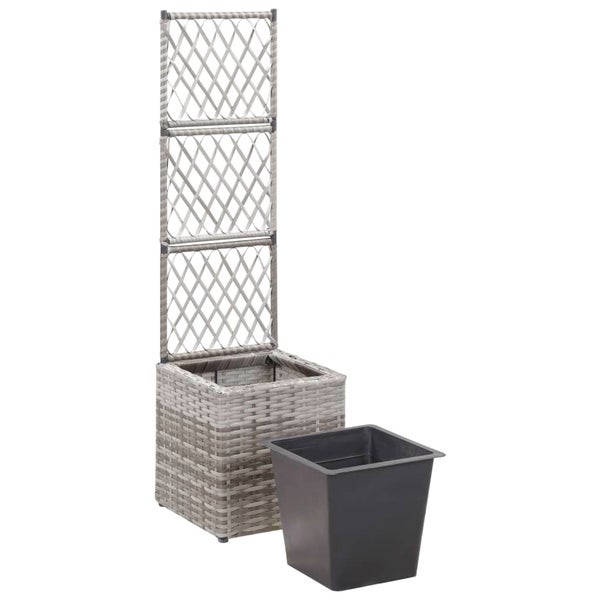 Hochbeet mit Rankgitter 1 Topf 30x30x107 cm Poly Rattan Grau | HORNBACH