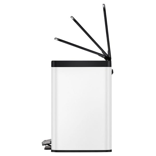 PROREGAL Rechteckiger Treteimer Aus Gebürstetem Edelstahl Mit Soft Close & Stay Open Deckel 29 Liter HxBxT 41,1 x 46,2 x 38,8 cm Weiß