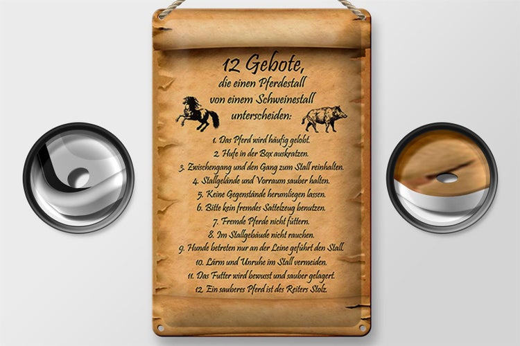Blechschild Spruch 20x30cm Gebote Pferdestall Schweinestall