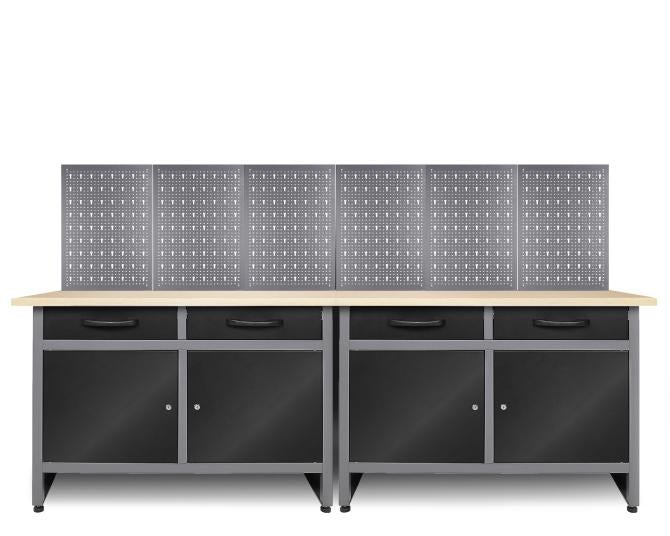 Werkbank mit Schubladen, Türen und Lochwand