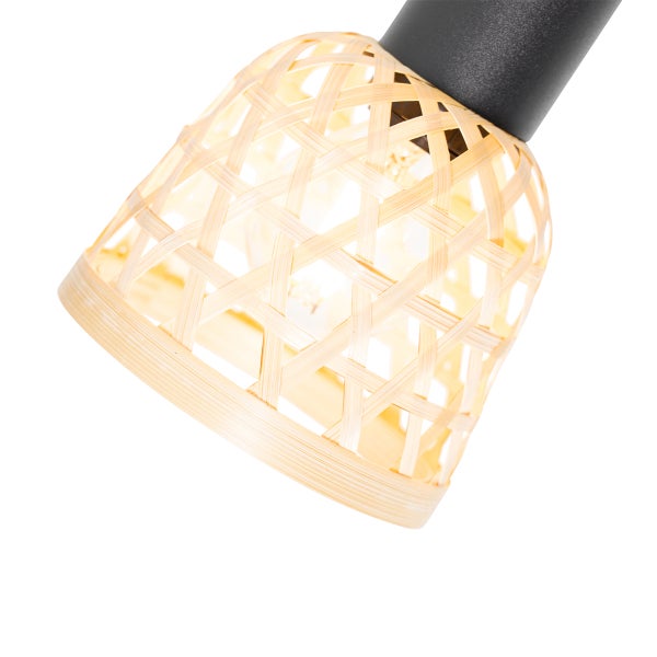 Deckenleuchte mit Lampenschirm aus geflochtenem Bambus