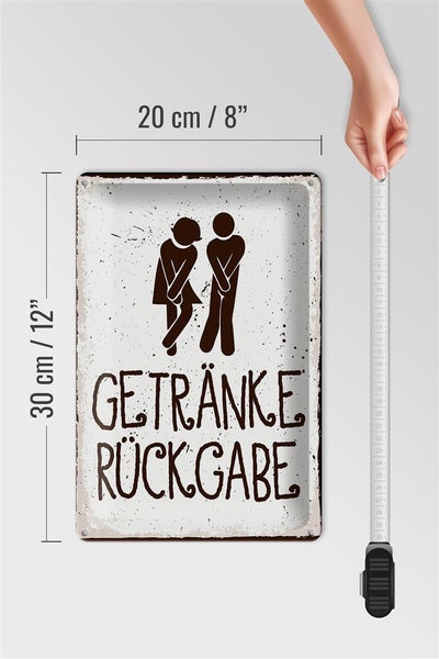 Blechschild Spruch 20x30cm Getränke Rückgabe