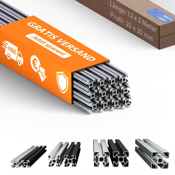 Aluminiumprofile im Karton mit gratis Versand und Made in Europe Siegel