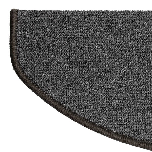 FLOORDIREKT Stufenmatte London - mit Umkettelung - Dunkelgrau - Halbrund - 23,5 x 65 cm