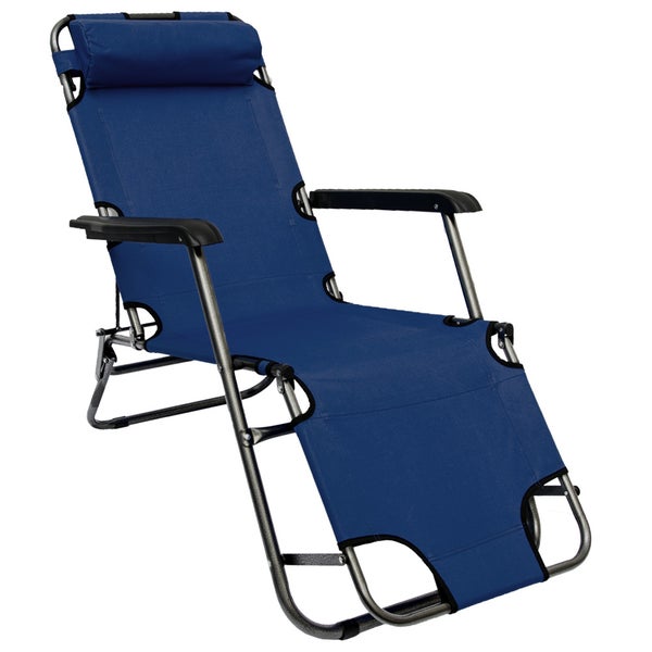 Campingstuhl Liegestuhl Freizeitliege Sonnenliege Strandliege Campingliege Klappliege Liege 153cm | Dunkelblau