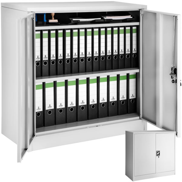 Aktenschrank tectake  90 x 40 x 90 cm aus pulverbeschichtetem Stahl grau