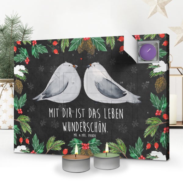 Mr. & Mrs. Panda Duftkerzen Adventskalender Turteltauben Liebe - Schwarz
