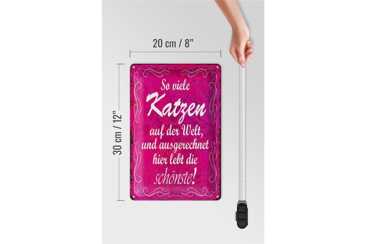 Blechschild Spruch 20x30cm so viele Katzen auf der Welt