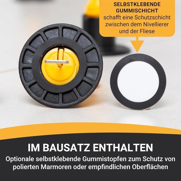 Proxinova Fliesen-Nivelliersystem Kit 100pcs Fliesenabstandhalter, Kratzschutz-System, 2 Schraubenschlüssel, Arbeitshandschuhe, 100 T-Stifte