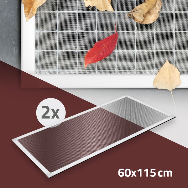 ECD Germany 2er Set Alu Lichtschachtabdeckung 60 x 115 cm Aluminium Gitter für Lichtschächte Kellerschachtabdeckung Kellerschacht Abdeckung Gitterrostabdeckung Gitterrost Schutzgitter Insektenschutz