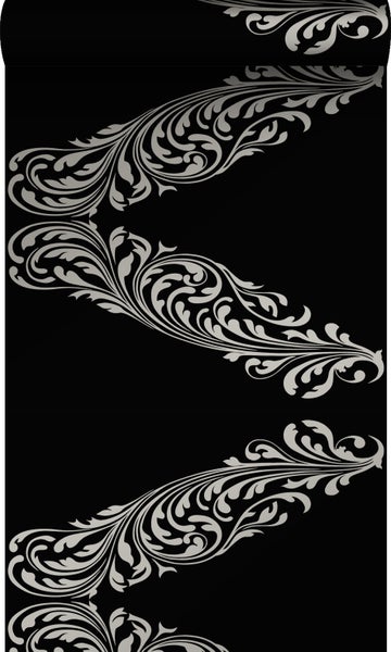 Origin Wallcoverings Tapete Ornamente Schwarz und Grau - 53 cm x 10.05 m - 345743