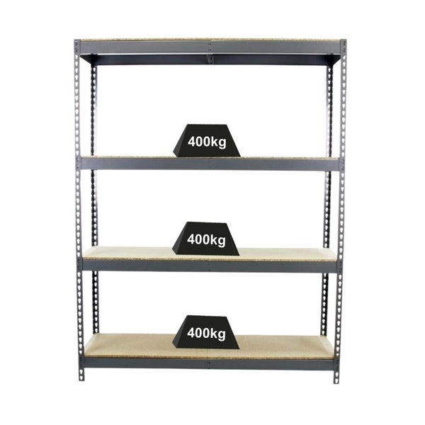 Schwerlastregal WOOD YETI FOUR | HxBxT 200x120x75cm | Fachlast 400kg | Grau
