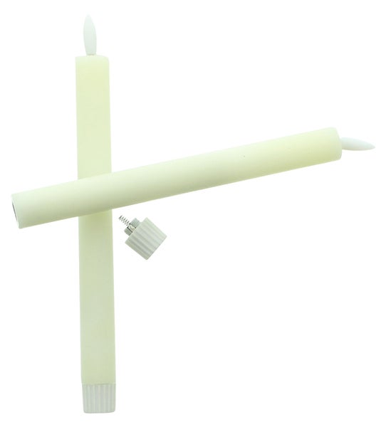 FRANK FLECHTWAREN | LED-Stabkerze, 2er Set, WACHS, KUNSTSTOFF, Ø 2,2 x 25 cm, ohne Batterien, nur für den Innenbereich geeignet