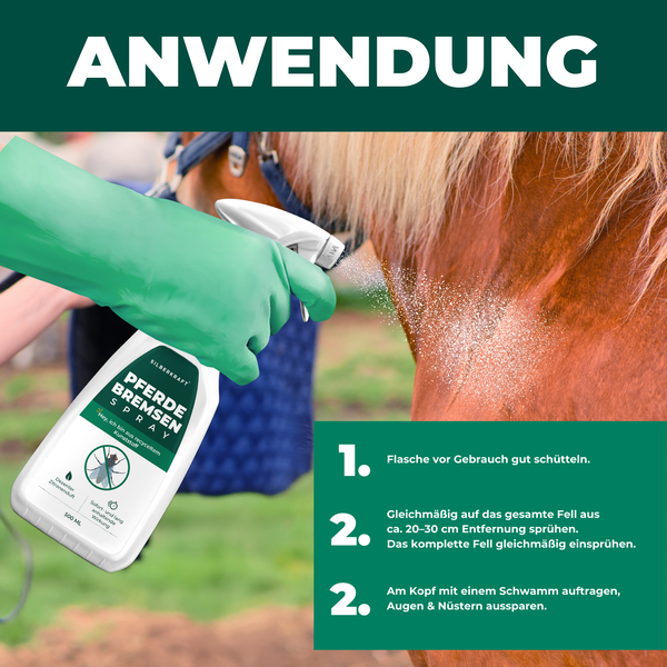 Silberkraft Bremsenspray Pferde 500 ml, effektiver Schutz gegen Bremsen, Fliegen, Stechmücken & Zecken, Bremsen-Ex für Pferd & Reiter, hochwirksames Fliegenspray & Insektenabwehr für Stall & Weide
